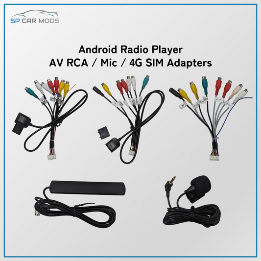 AV RCA / Mic / 4G SIM Card + Antenna Adapters for Android Players