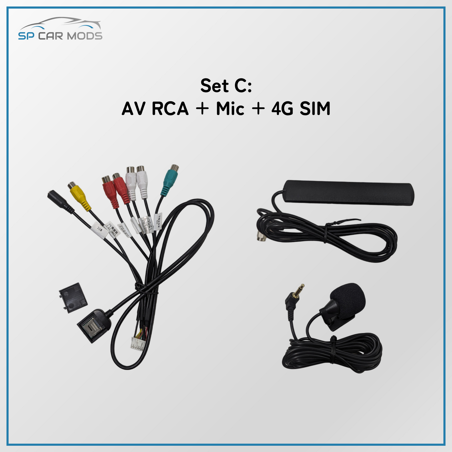 AV RCA / Mic / 4G SIM Card + Antenna Adapters for Android Players